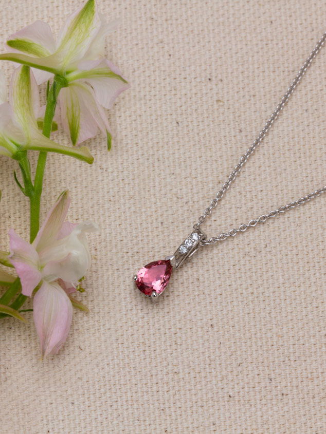 Collier tourmaline rose