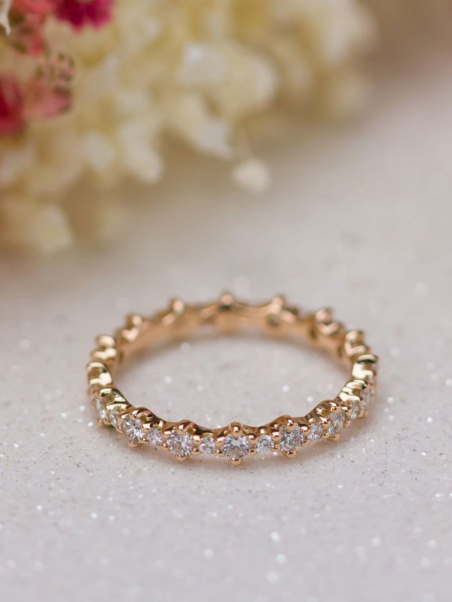 Alliance diamant à motifs