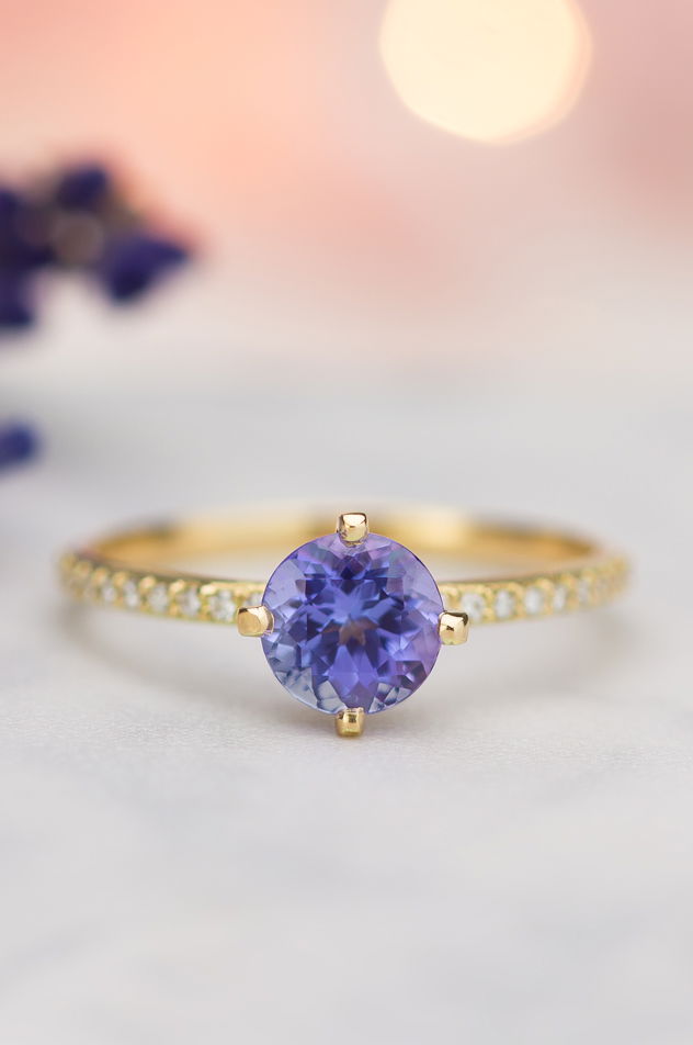 Solitaire Pavé Alva Tanzanite 6 mm
