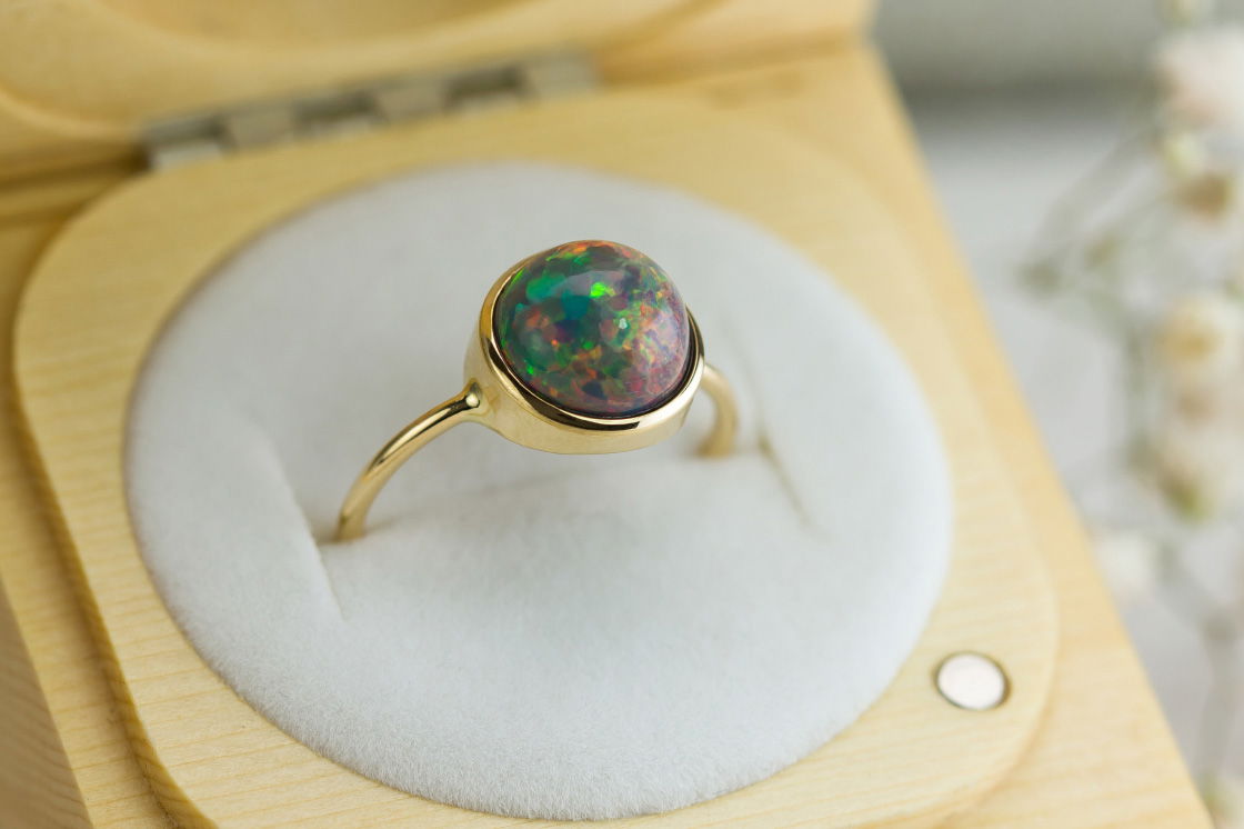 Bague Opale Noire Paradis